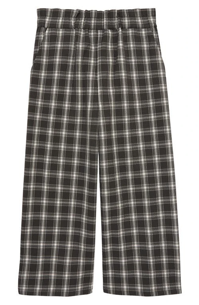 Open Edit Kids' Plaid Wide Leg Pants Black Raven Pax at Nordstrom,