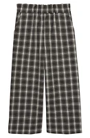 Open Edit Kids' Plaid Wide Leg Pants Black Raven Pax at Nordstrom,