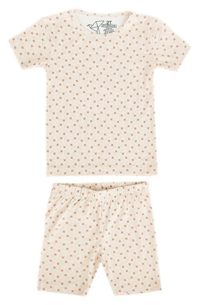 Copper Pearl Kids' Hunnie Print Fitted Two-Piece Short Pajamas in Light/Pastel Orange at Nordstrom