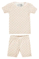 Copper Pearl Kids' Hunnie Print Fitted Two-Piece Short Pajamas in Light/Pastel Orange at Nordstrom