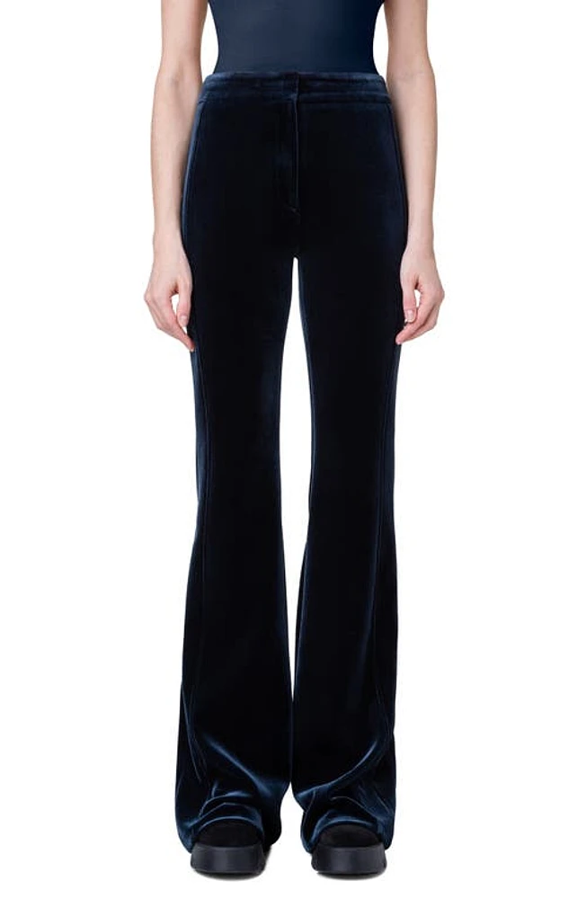 Akris Faris Stretch Velvet Bootcut Pants 179 Navy at Nordstrom,