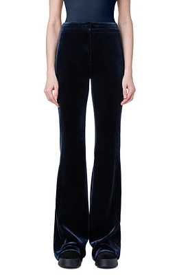 Akris Faris Stretch Velvet Bootcut Pants 179 Navy at Nordstrom,