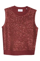 St. John Evening Mixed Media Sequin Knit Sleeveless Wool Blend Sweater Cranberry at Nordstrom,