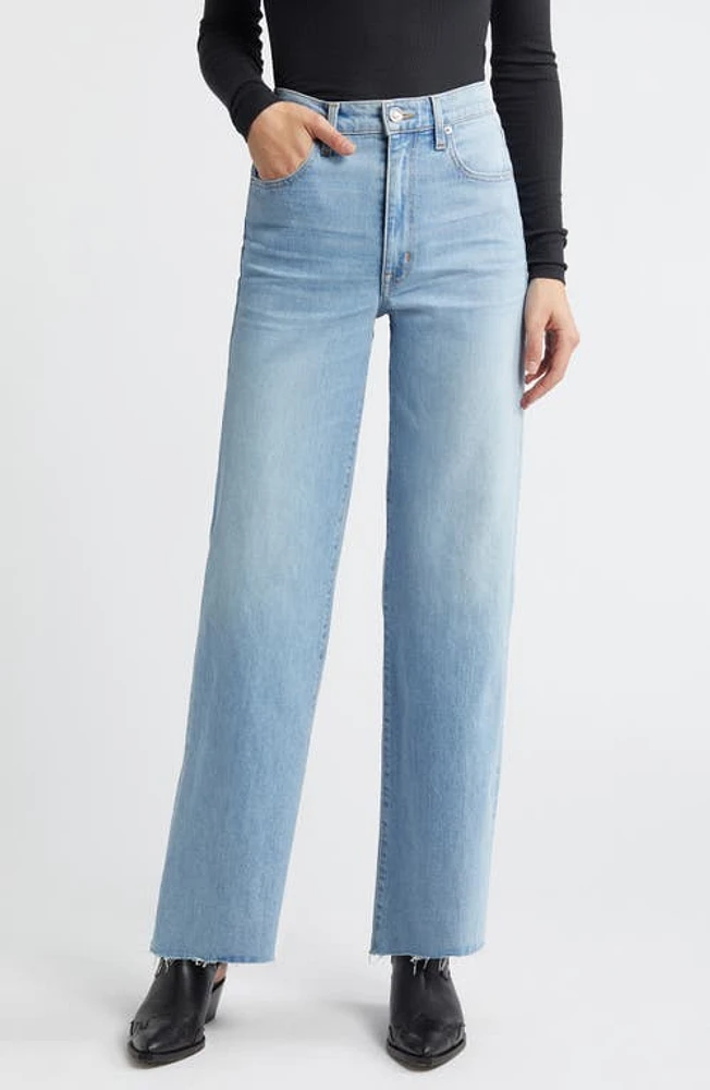 SLVRLAKE Grace Raw Hem High Waist Ankle Wide Leg Jeans Ocean Breeze at Nordstrom,