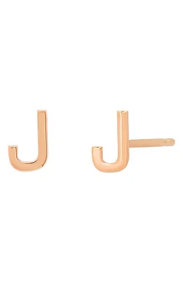 BYCHARI Large Initial Stud Earrings in 14K Rose Gold-J at Nordstrom