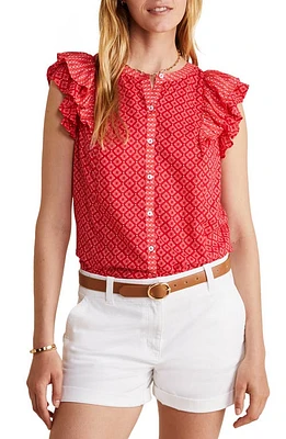 vineyard vines Print Flutter Sleeve Button-Up Top - at Nordstrom,