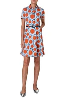 Akris punto Hello Sunshine Floral Belted Denim Shirtdress Ink-Orange at Nordstrom,