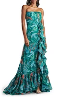 Tadashi Shoji Undersea Print Stapless Gown Bamboo at Nordstrom,