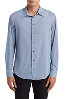 Emporio Armani Micropattern Stretch Button-Up Shirt Solid Light/Pastel B at Nordstrom,