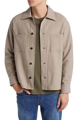 FRAME Virgin Wool Blend Overshirt Stone Beige at Nordstrom,