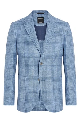 ZEGNA Fairway Crossover Plaid Linen Blend Sport Coat Sky Blue at Nordstrom, Us