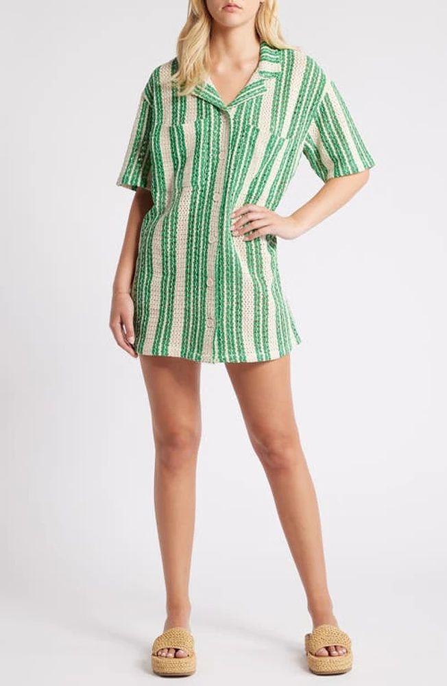 NASTY GAL Knit Resort Shirt Green at Nordstrom,