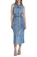 Wash Lab Denim Alice Sleeveless Shirtdress Blue at Nordstrom,