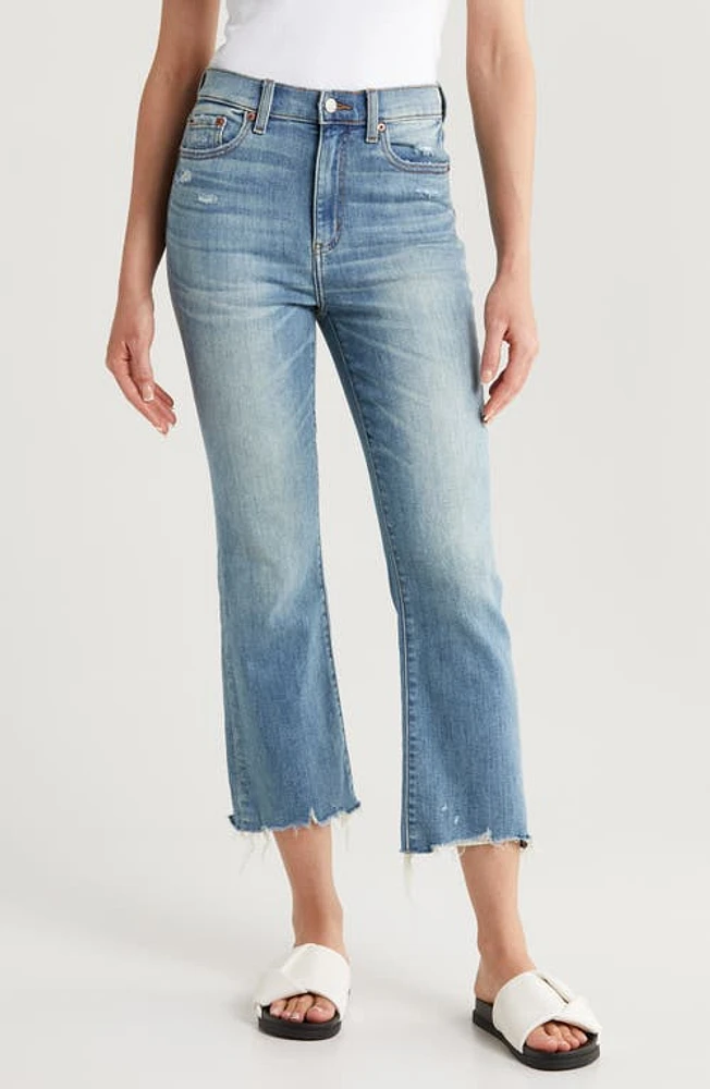 DAZE Shy Girl High Waist Raw Hem Crop Flare Jeans at Nordstrom,