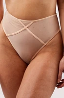 Playful Promises Toffee Diamante High Waist Thong at Nordstrom, Size Xx-Large