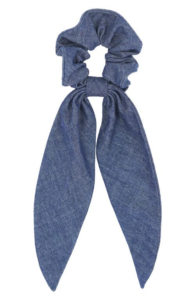 Alexandre de Paris Chambray Bow Scrunchie in Blue at Nordstrom