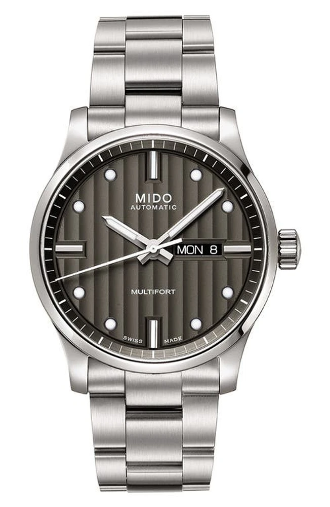 MIDO Multifort Automatic Bracelet Watch, 42mm in Silver/Grey at Nordstrom