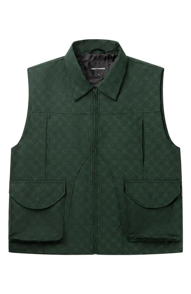 DAILY PAPER Benji Monogram Zip Vest Pine Green at Nordstrom,