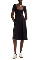 Desigual Short Sleeve Scoop Neck Midi Dress Black at Nordstrom,