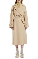 Weekend Max Mara Affetto Tie Waist Double Breasted Wool Blend Coat Sand at Nordstrom,