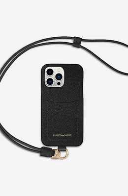 MAISON de SABRÉ Sling Phone Case in Black Caviar at Nordstrom