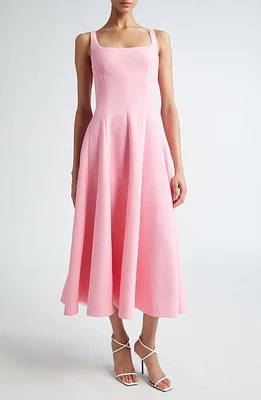 Emilia Wickstead Asia Crepe Fit & Flare Midi Dress Rose Pink at Nordstrom, Us