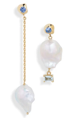 FARIS Freshwater Pearl Mismatched Drop Earrings in Gold at Nordstrom