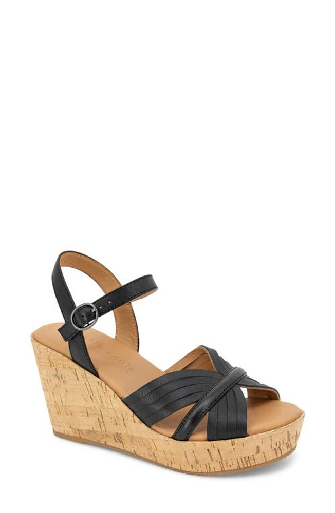 GENTLE SOULS BY KENNETH COLE Nomi Ankle Strap Platform Wedge Sandal Black Leather at Nordstrom,