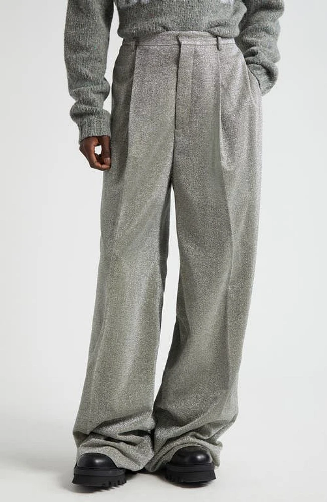 ERL Gender Inclusive Tailored Lamé Pants Gunmetal at Nordstrom,