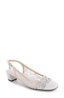 J. Reneé Faleece Crystal Embellished Slingback Pump Steel Grey Fabric at Nordstrom,