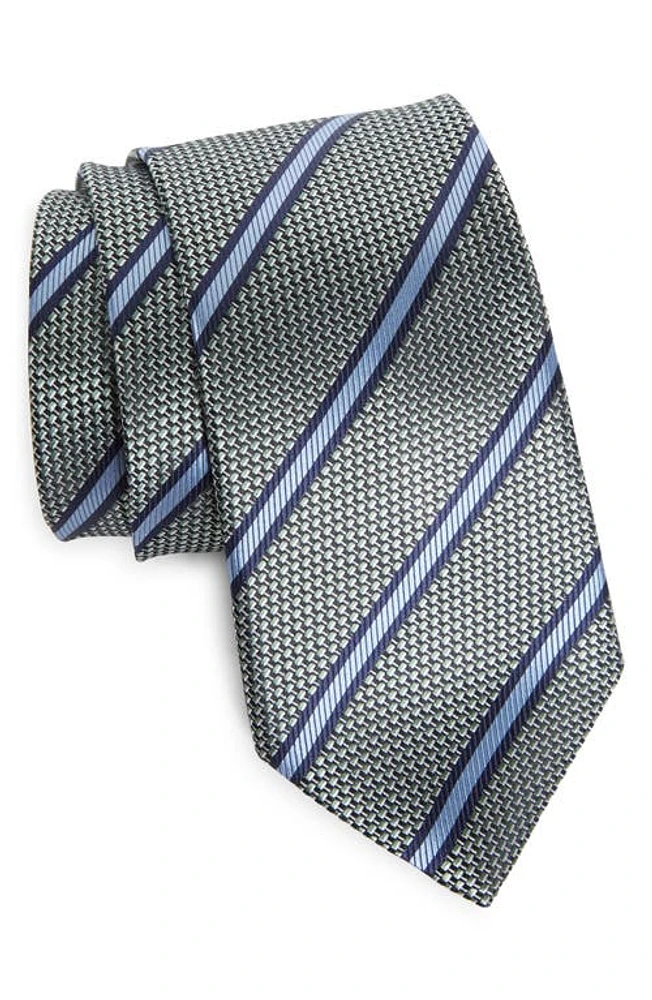 ZEGNA TIES Paglie Bold Stripe Mulberry Silk Tie in Green/Blue at Nordstrom