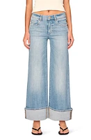 DL1961 Hepburn Low Rise Wide Leg Cuffed Jeans Ravello (Vintage) at Nordstrom,