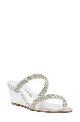 Stuart Weitzman Highshine 50 Wedge Slide Sandal Silver at