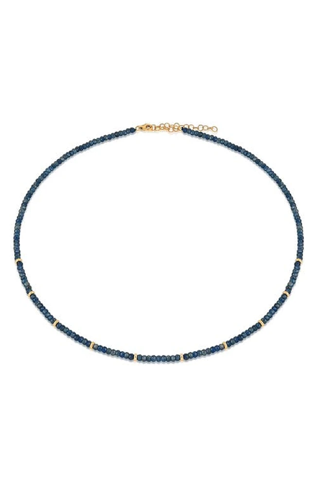 EF Collection Birthstone Beaded Necklace in Yellow Gold /Blue at Nordstrom