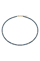 EF Collection Birthstone Beaded Necklace in Yellow Gold /Blue at Nordstrom