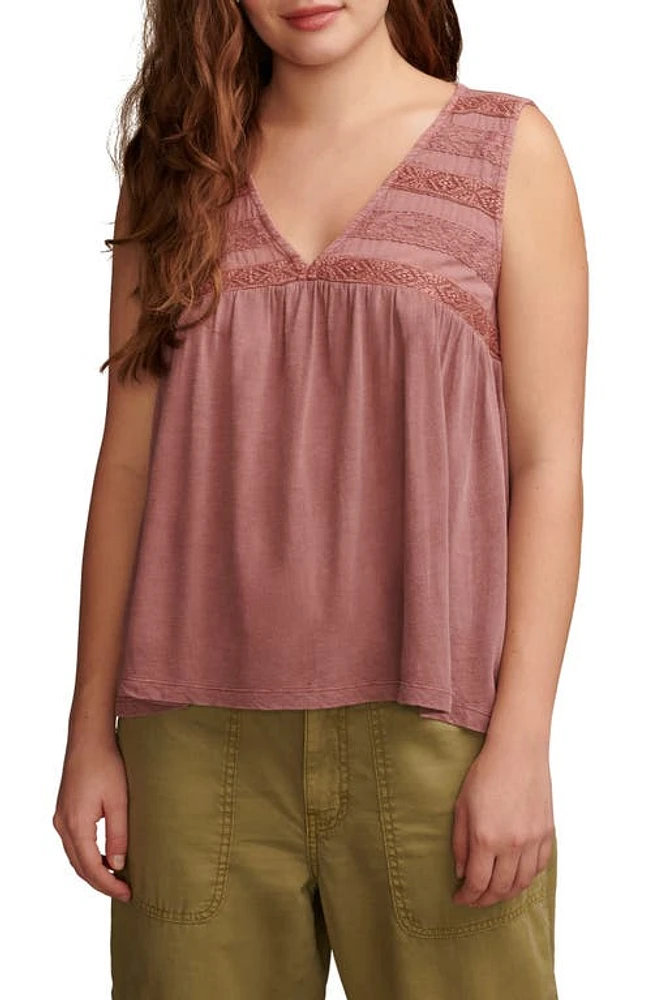 Lucky Brand Lace Trim Tunic Tank Rose Brown at Nordstrom,