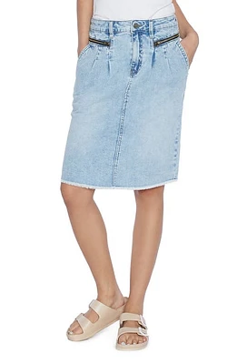 Wash Lab Denim Zip Pocket Midi Skirt Leo Blue at Nordstrom,