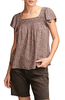 Lucky Brand Smocked Flutter Sleeve Top Multi at Nordstrom,