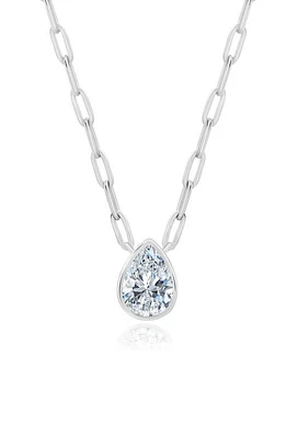 Crislu Cubic Zirconia Bezel Pendant Necklace in Platinum at Nordstrom