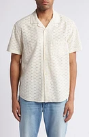 Corridor Floral Eyelet Camp Shirt Natural at Nordstrom,