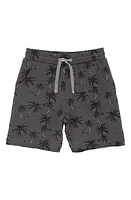 Feather 4 Arrow Lowtide Palm Tree Print Stretch Drawstring Shorts Charcoal at Nordstrom,