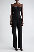 Alexander McQueen Peak Corset Strapless Wool Jumpsuit Black at Nordstrom, Us