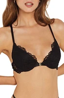 Etam Conquise Underwire Plunge Push-Up Bra Black at Nordstrom,