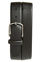 Canali Tubular Pebbled Deerskin Belt Black at Nordstrom,