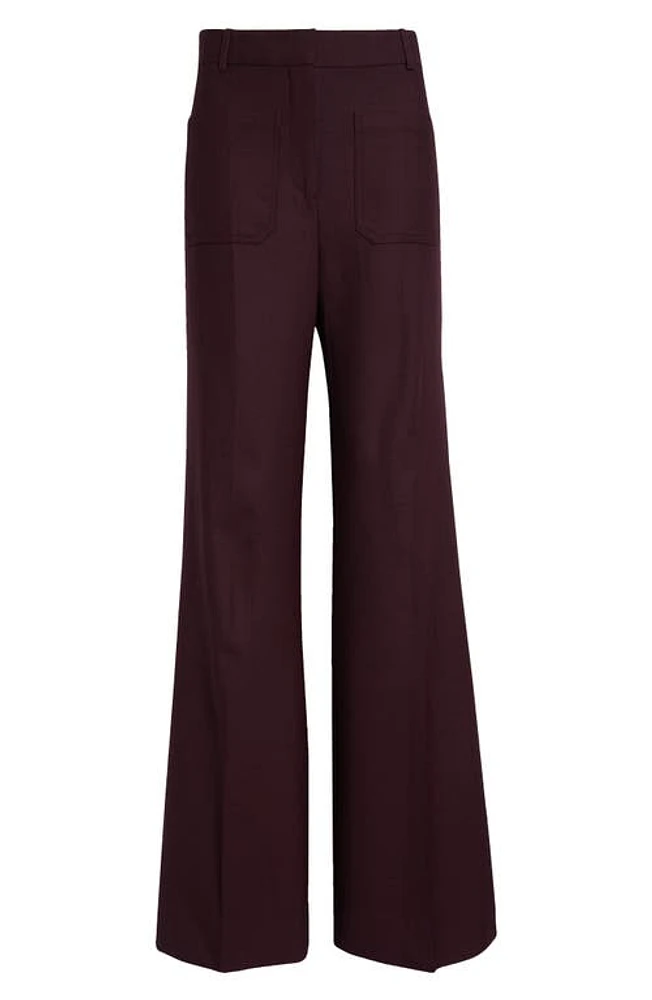 Victoria Beckham Alina High Wasit Wide Leg Trousers Deep Mahogany at Nordstrom, Us