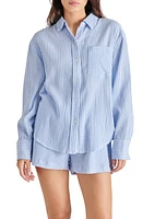 Steve Madden Juna Stripe Button-Up Shirt Blue at Nordstrom,