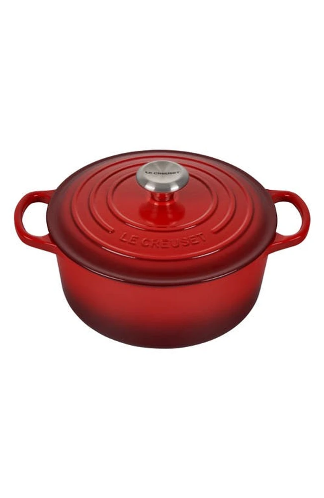 Le Creuset Signature 4.5-Quart Round Enamel Cast Iron Dutch Oven in Cerise at Nordstrom