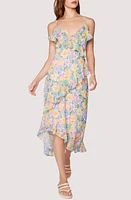 Lost + Wander Florescence Ruffle Midi Dress Yellow Purple Floral at Nordstrom,