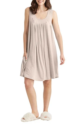 Papinelle Kate Pleated Knit Nightgown in Mushroom at Nordstrom, Size Small