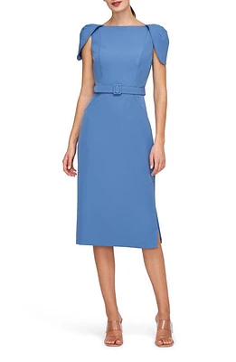 Kay Unger Ivette Cape Sleeve Sheath Midi Dress Spring Blue at Nordstrom,